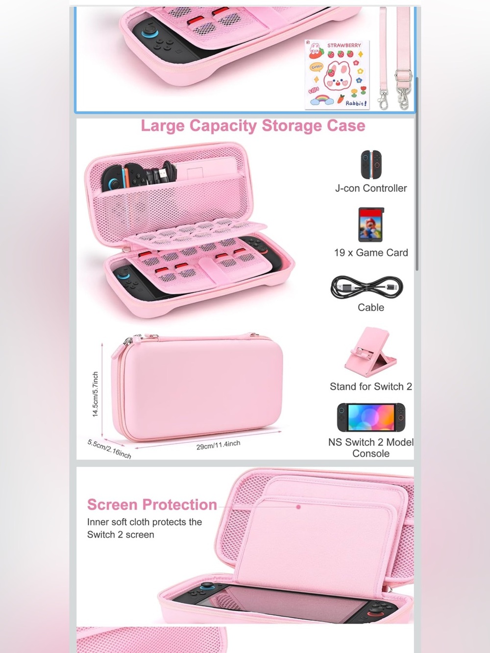 Pink Carry Case Bundle Compatible with Switch 2 (2025) - Picture 4 of 11